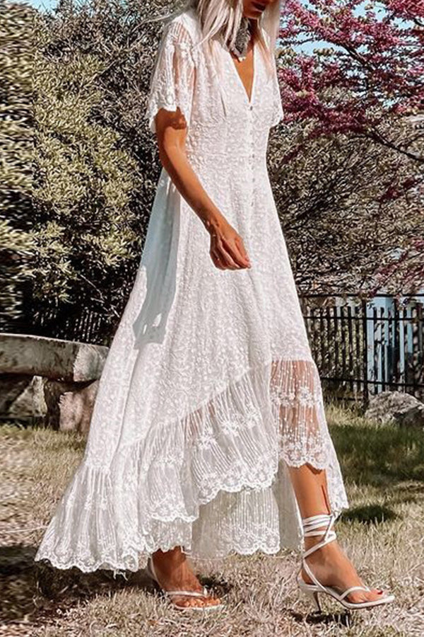 EP | Robe col V Slim Dentelle florale Robe midi