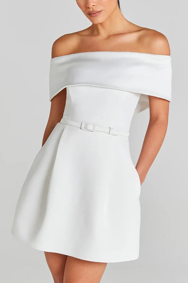 EP | Elégante Soirée Revers Bandeau Ceinture amovible Mini Robe Pochée
