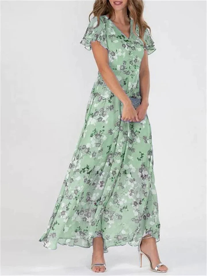ND | Robes midi imprimées à manches longues et décolleté en V