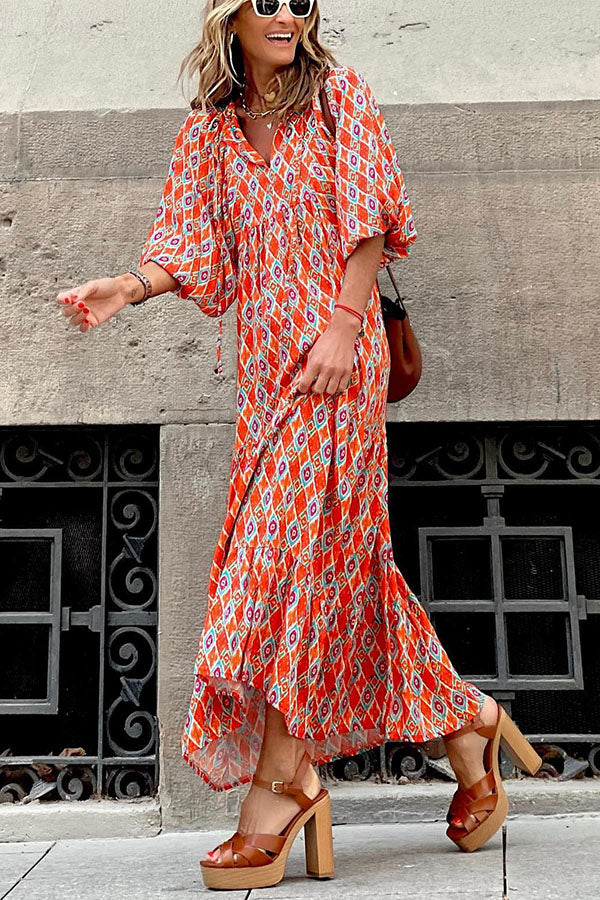 EP | Robe midi avec manches bouffantes