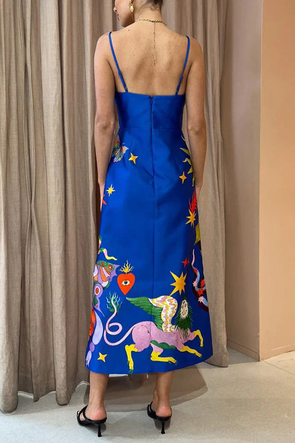 EP | Main Stage unique imprimé froncé croix sur le détail Strap robe midi
