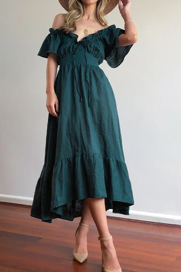 EP | ROBE MIDI RUCHÉE ÉPAULES NUES