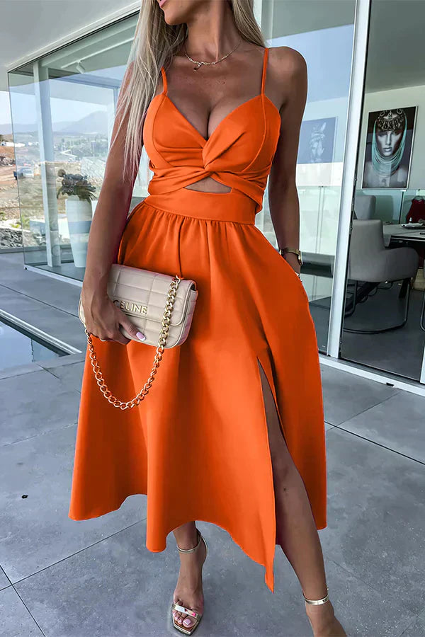 EP | Robe midi stylée avec fente et décolleté