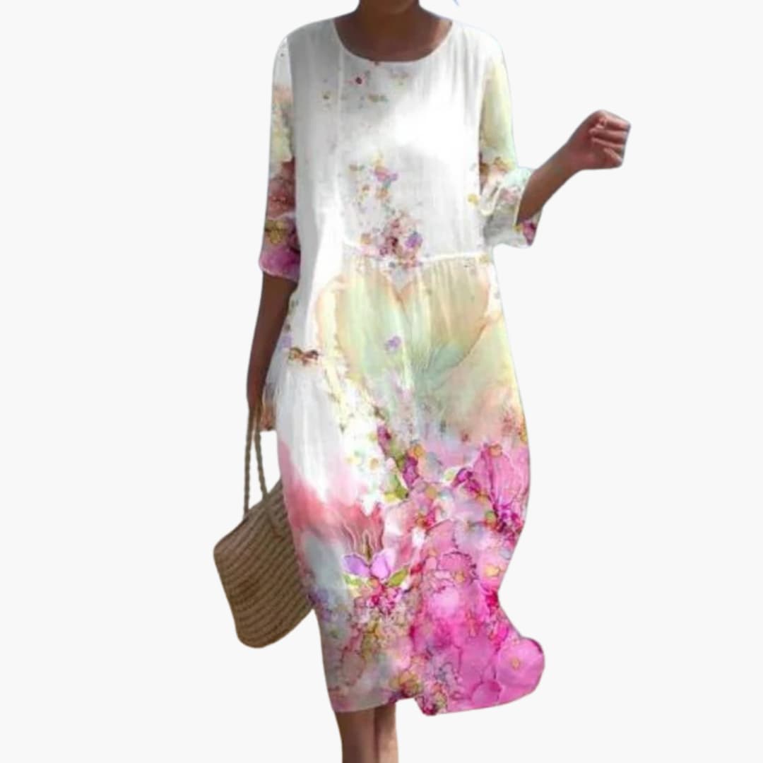 EP | Robe midi fleurie pour femme avec manches 3/4 pour l'été