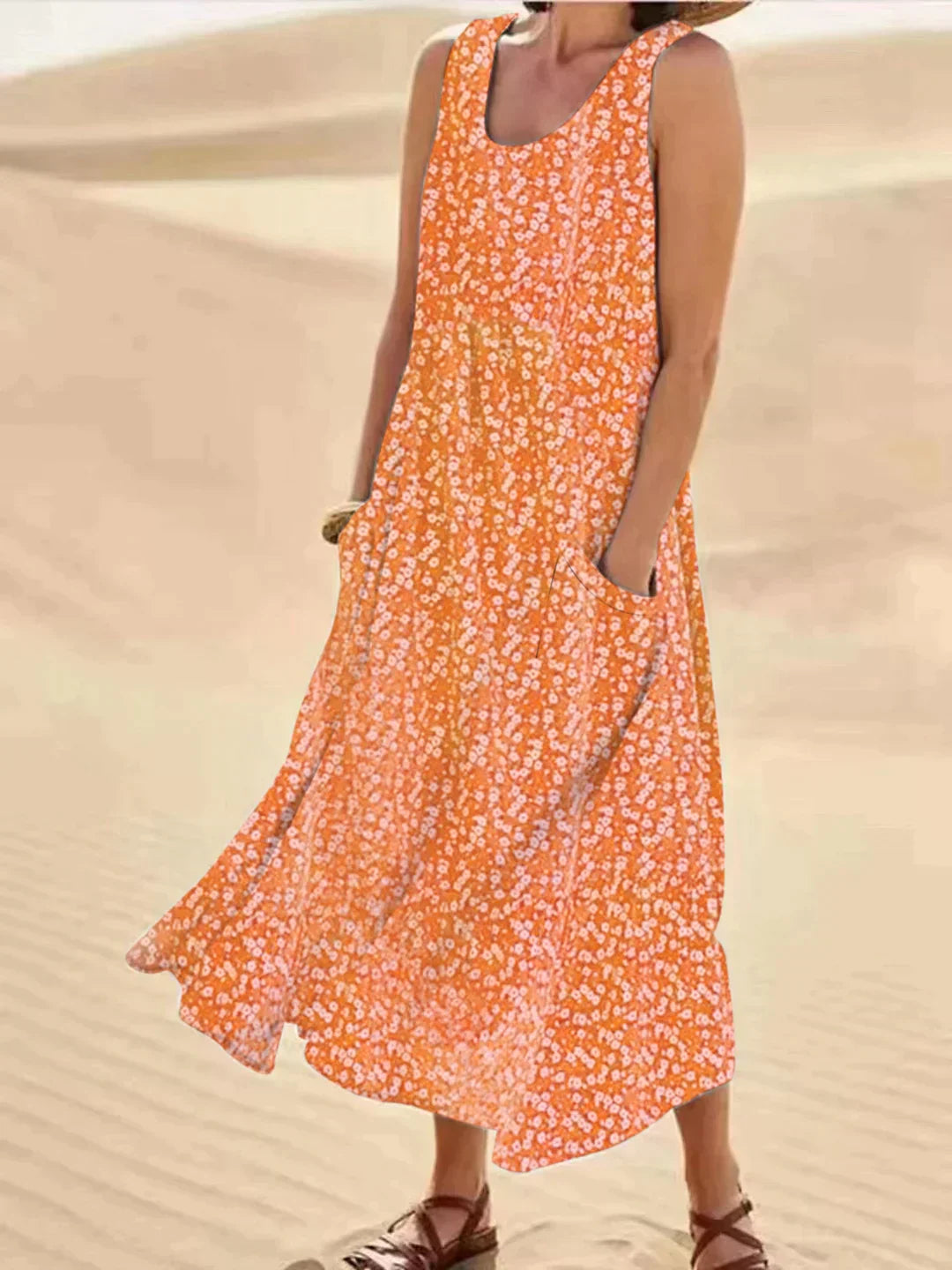 ND | Maxi-robe fleurie avec détail de poche