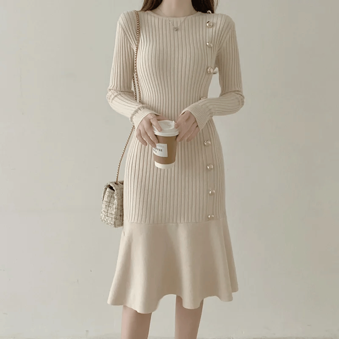 EP | robe midi élégante à côtes pour femmes