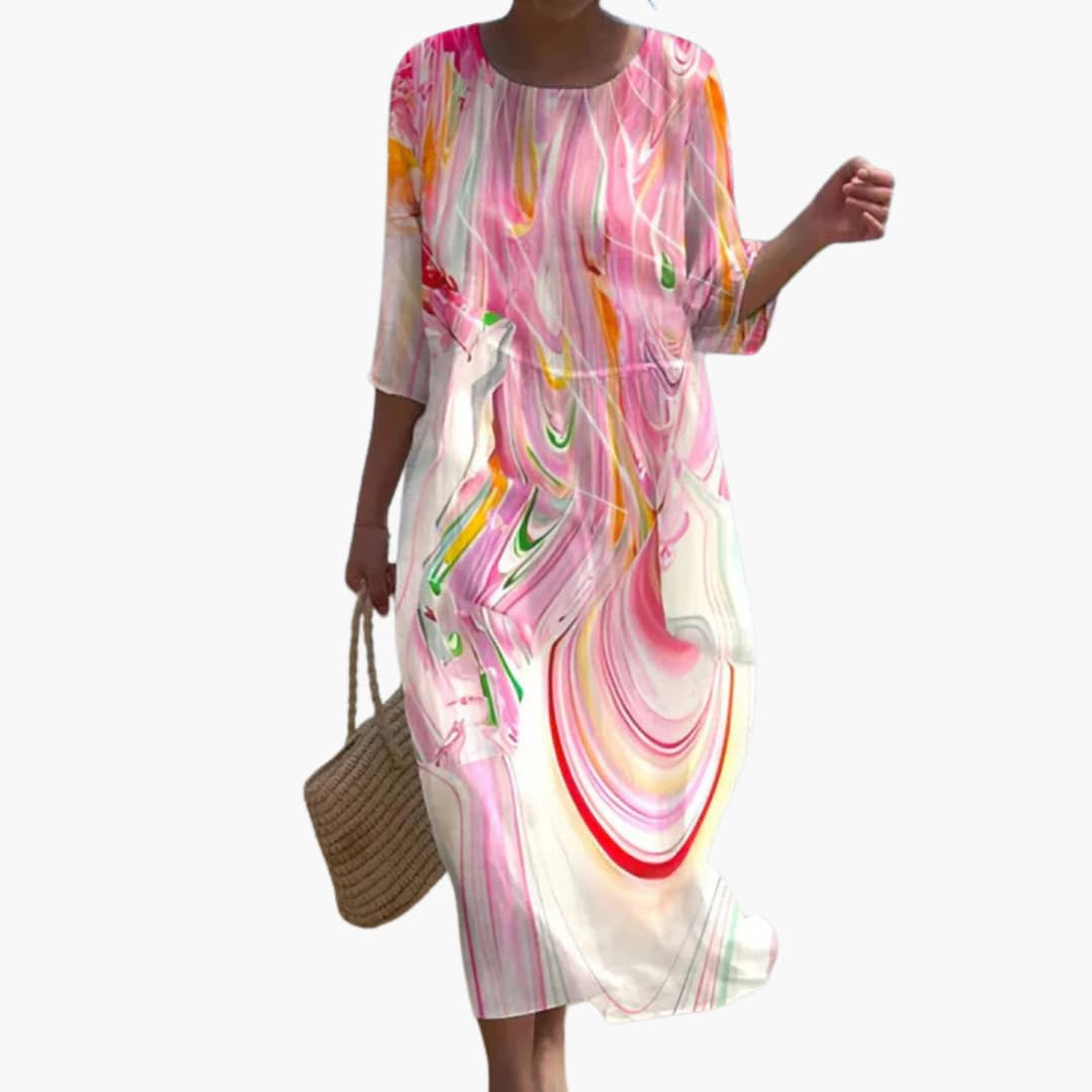 EP | Robe midi fleurie pour femme avec manches 3/4 pour l'été