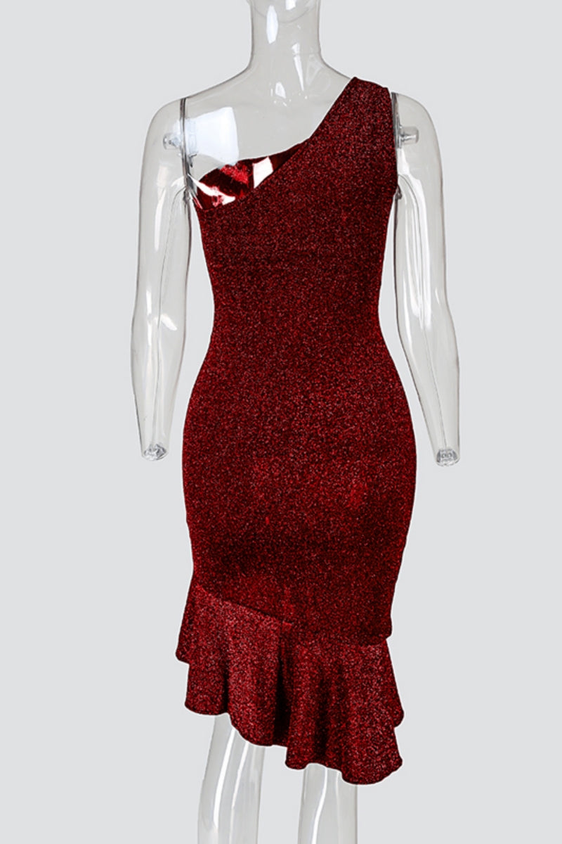 EP | Sexy Party Hot Club Backless Irregular Oblique Col Wrapped Jupe Robes