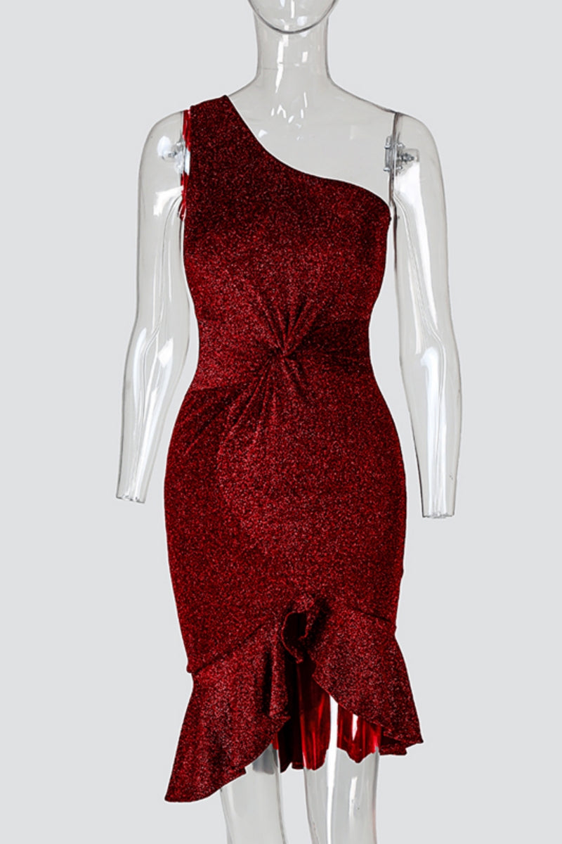 EP | Sexy Party Hot Club Backless Irregular Oblique Col Wrapped Jupe Robes