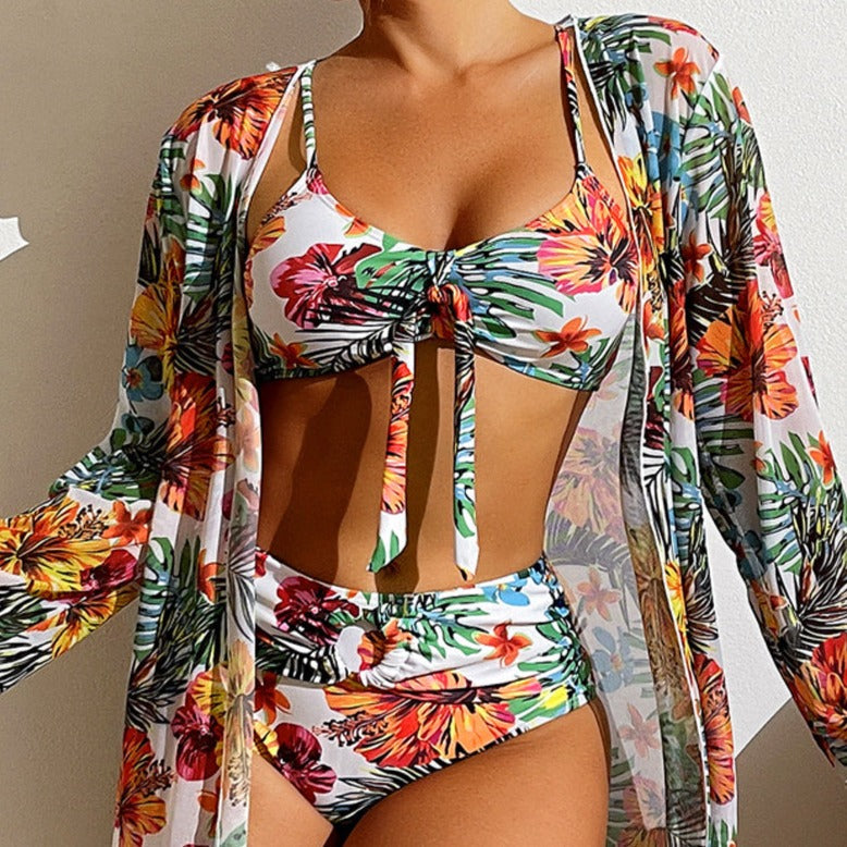 ND | bikini 3 pièces fleuri avec cover-up