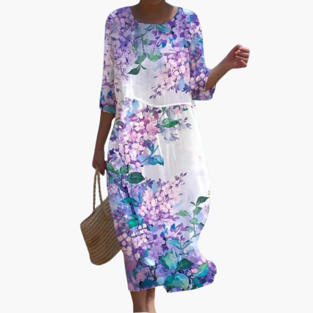 EP | Robe midi fleurie pour femme avec manches 3/4 pour l'été