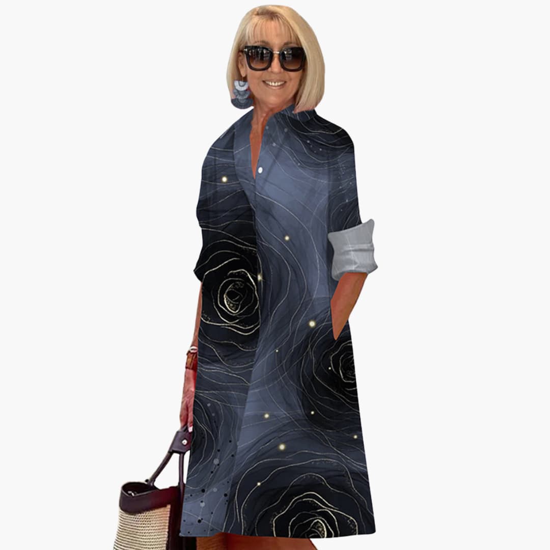 EP | Robe midi pour femme avec manches longues et col chemise
