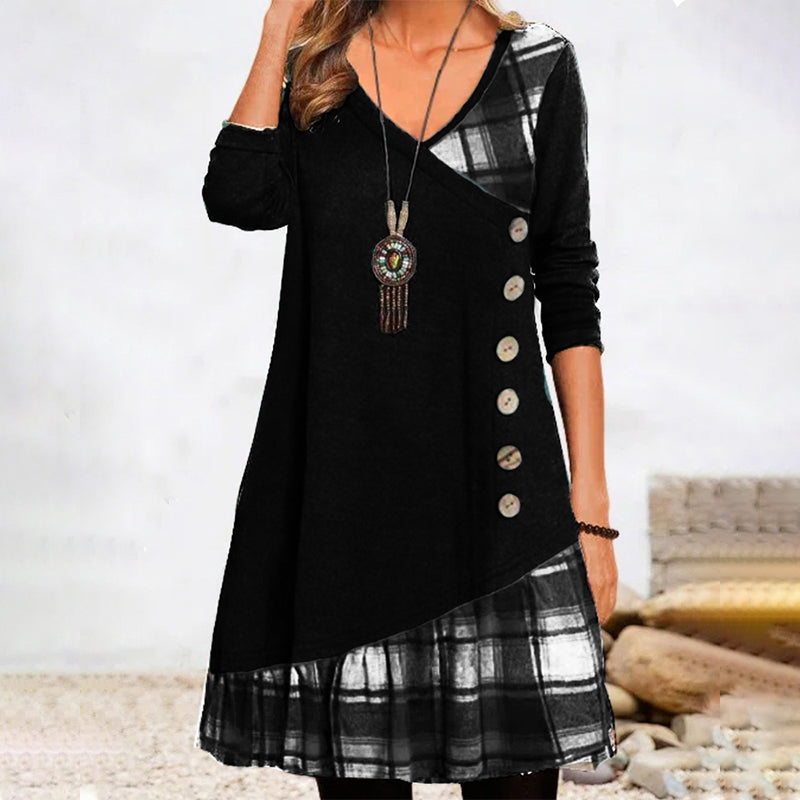 EP | Robe midi à carreaux à manches longues