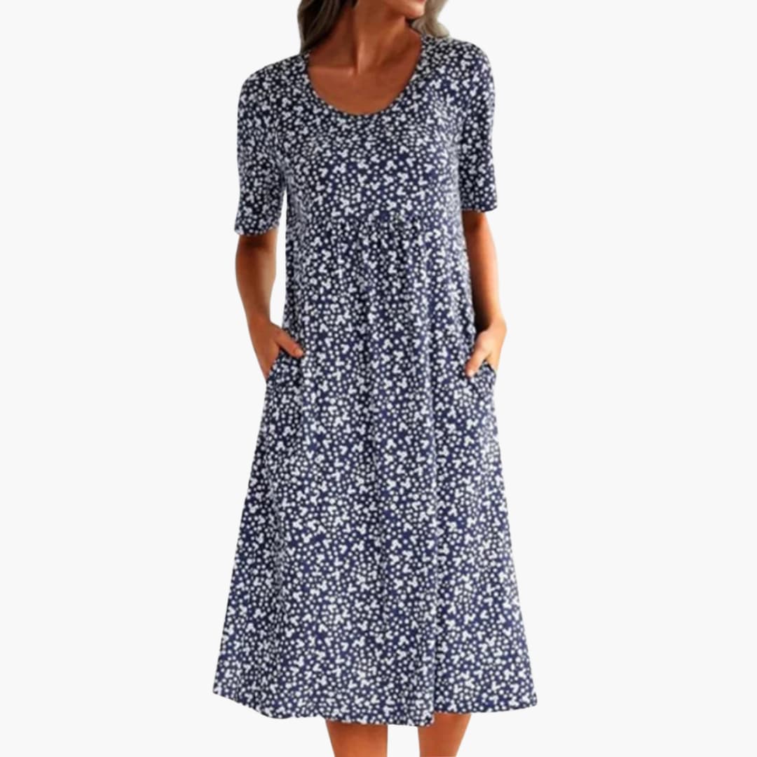 EP | Robe midi boho femme avec manches courtes et poches