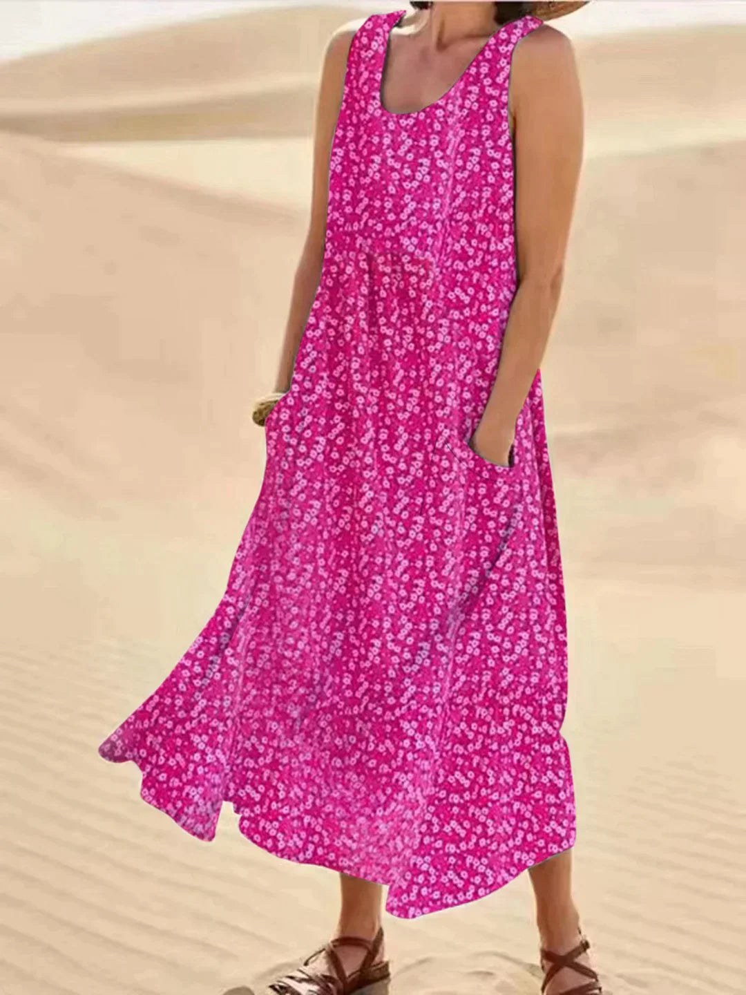 ND | Maxi-robe fleurie avec détail de poche