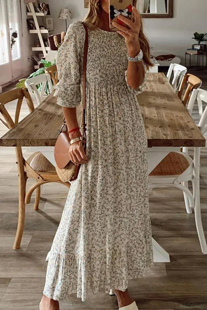 ND | Anna - Robes patchwork street-print à la mode avec décolleté en O et ligne A