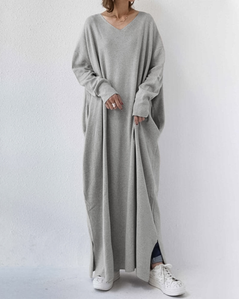 EP | maxi-robe stylée à manches longues et décolleté en V pour tous les jours