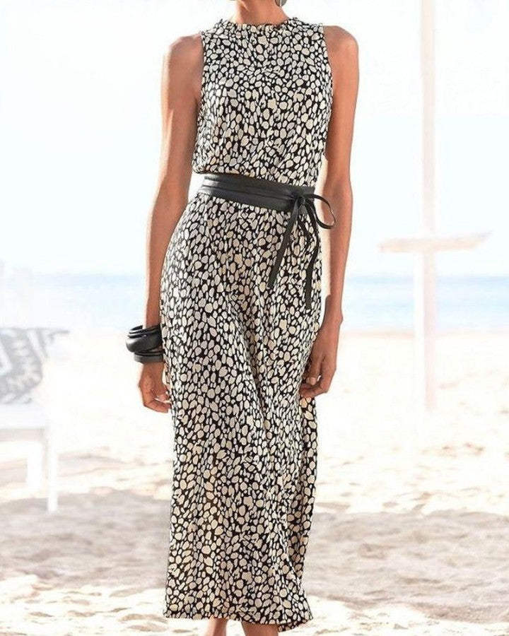 ND | Robe sans manches avec imprimé tendance et ceinture