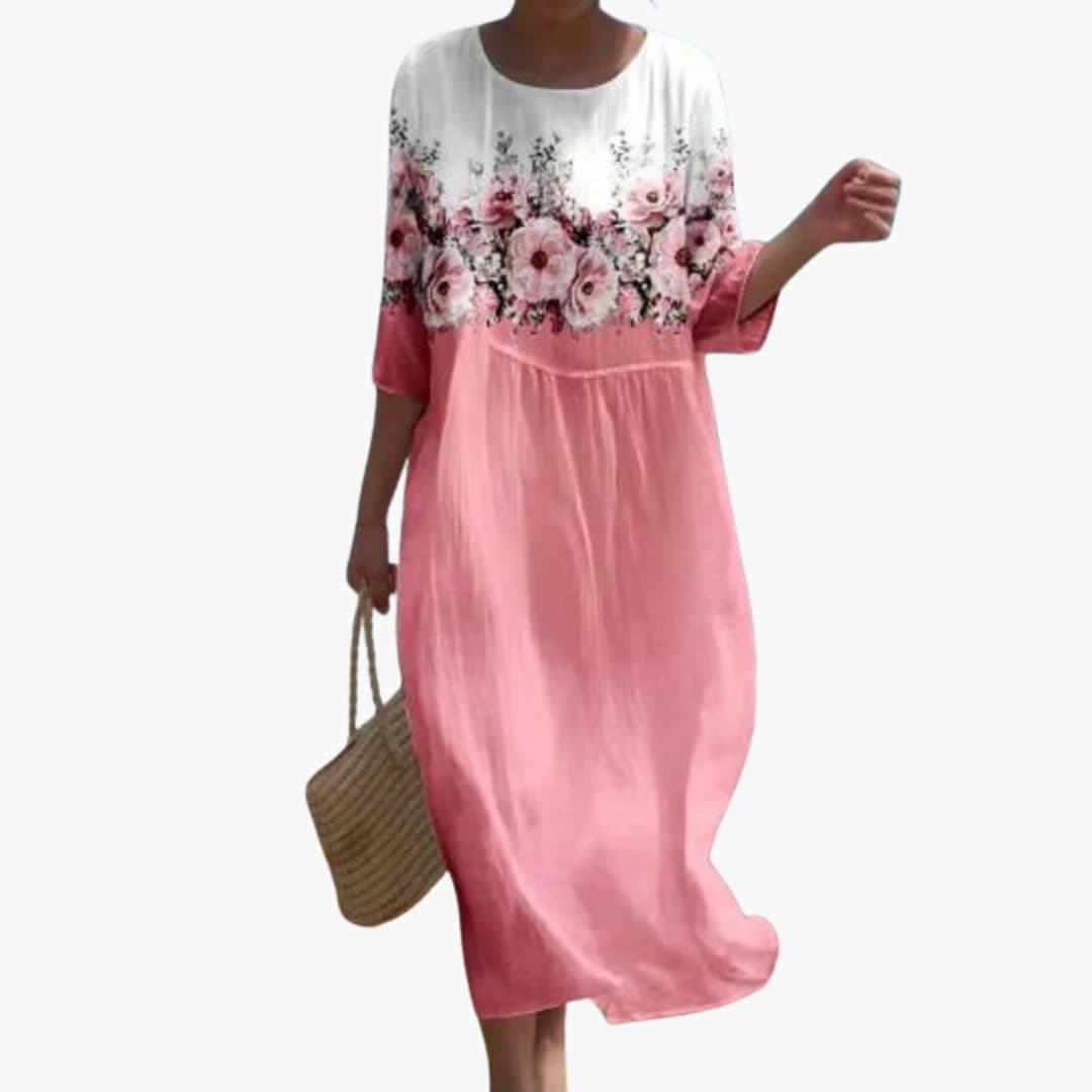 EP | Robe midi fleurie pour femme avec manches 3/4 pour l'été