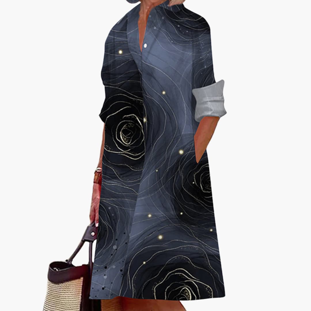 EP | Robe midi pour femme avec manches longues et col chemise