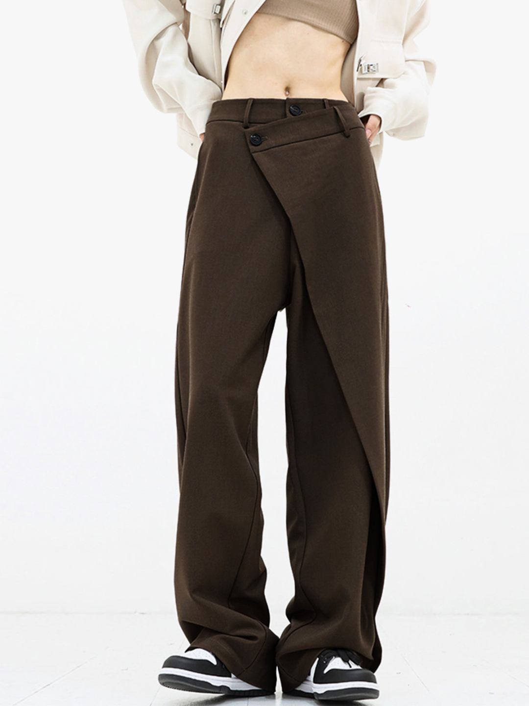 ND | Pantalon asymétrique tendance à jambe large
