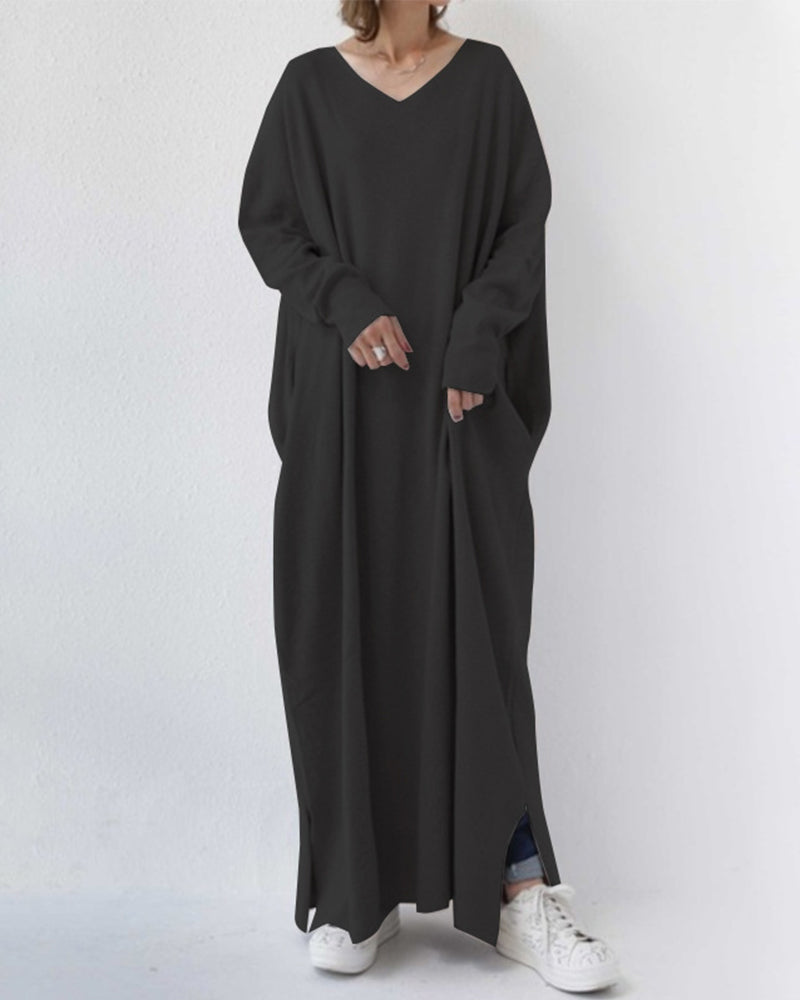 EP | maxi-robe stylée à manches longues et décolleté en V pour tous les jours