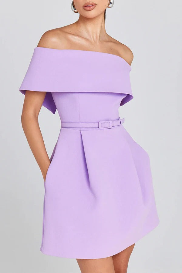 EP | Elégante Soirée Revers Bandeau Ceinture amovible Mini Robe Pochée