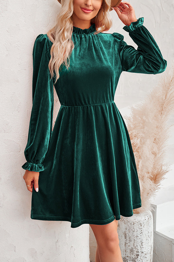 EP | Col roulé Mini-robe à manches longues en velours