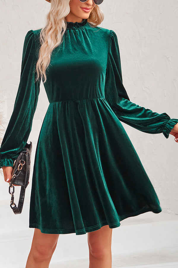 EP | Col roulé Mini-robe à manches longues en velours
