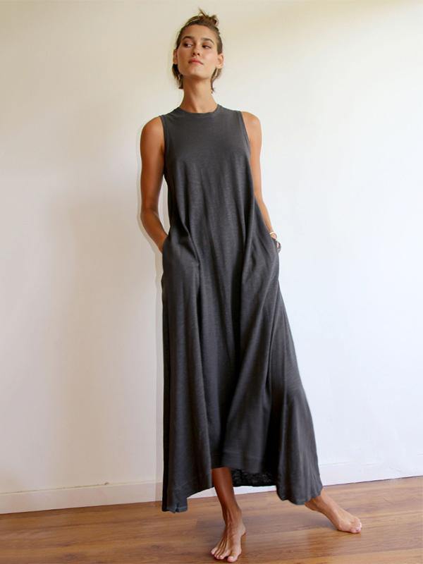 EP | Maxi-robe sans manches avec un simple col rond