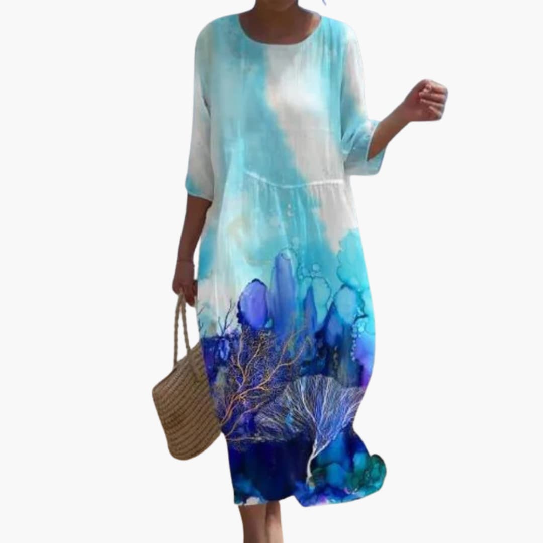 EP | Robe midi fleurie pour femme avec manches 3/4 pour l'été