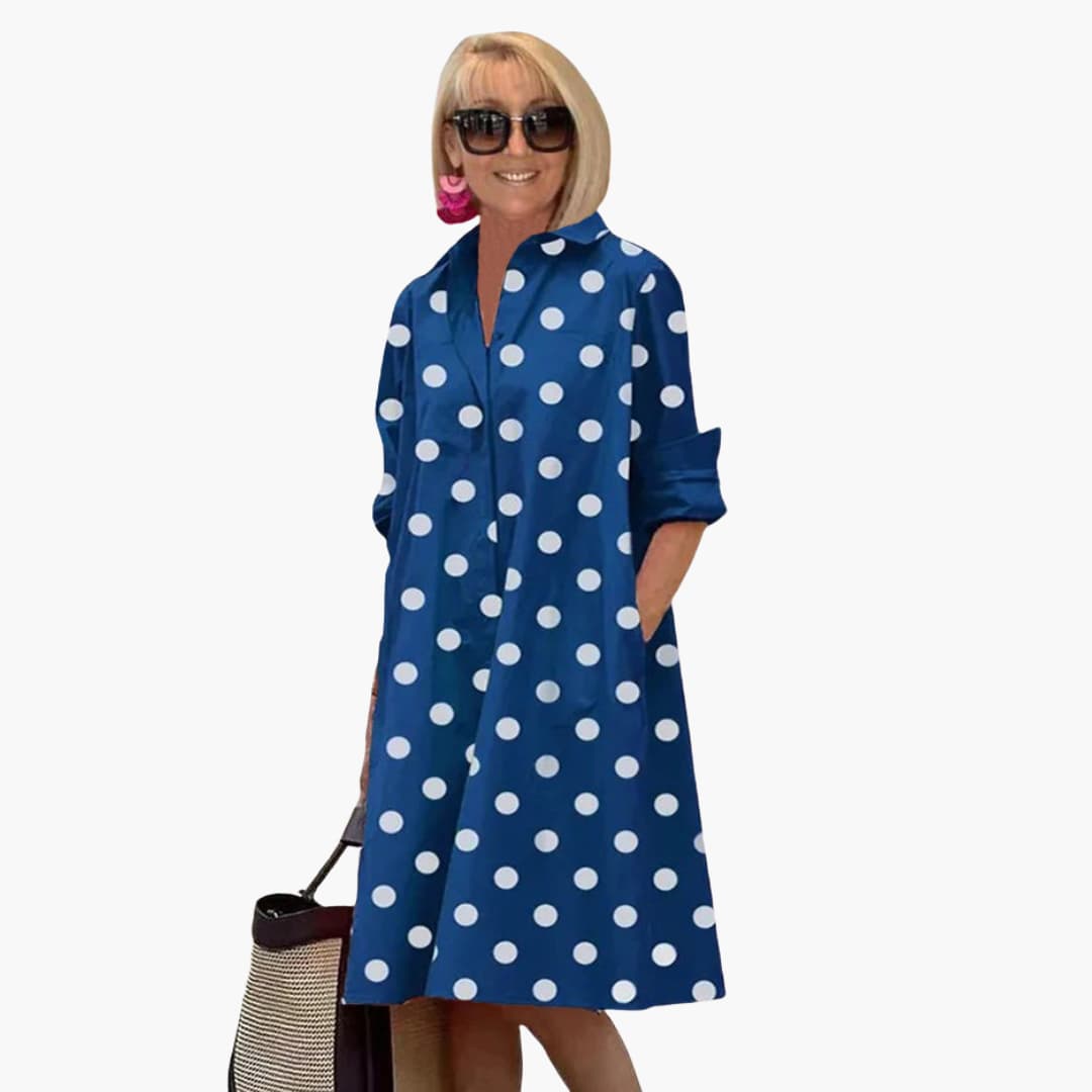 EP | Robe midi pour femme avec manches longues et imprimé polka-dot