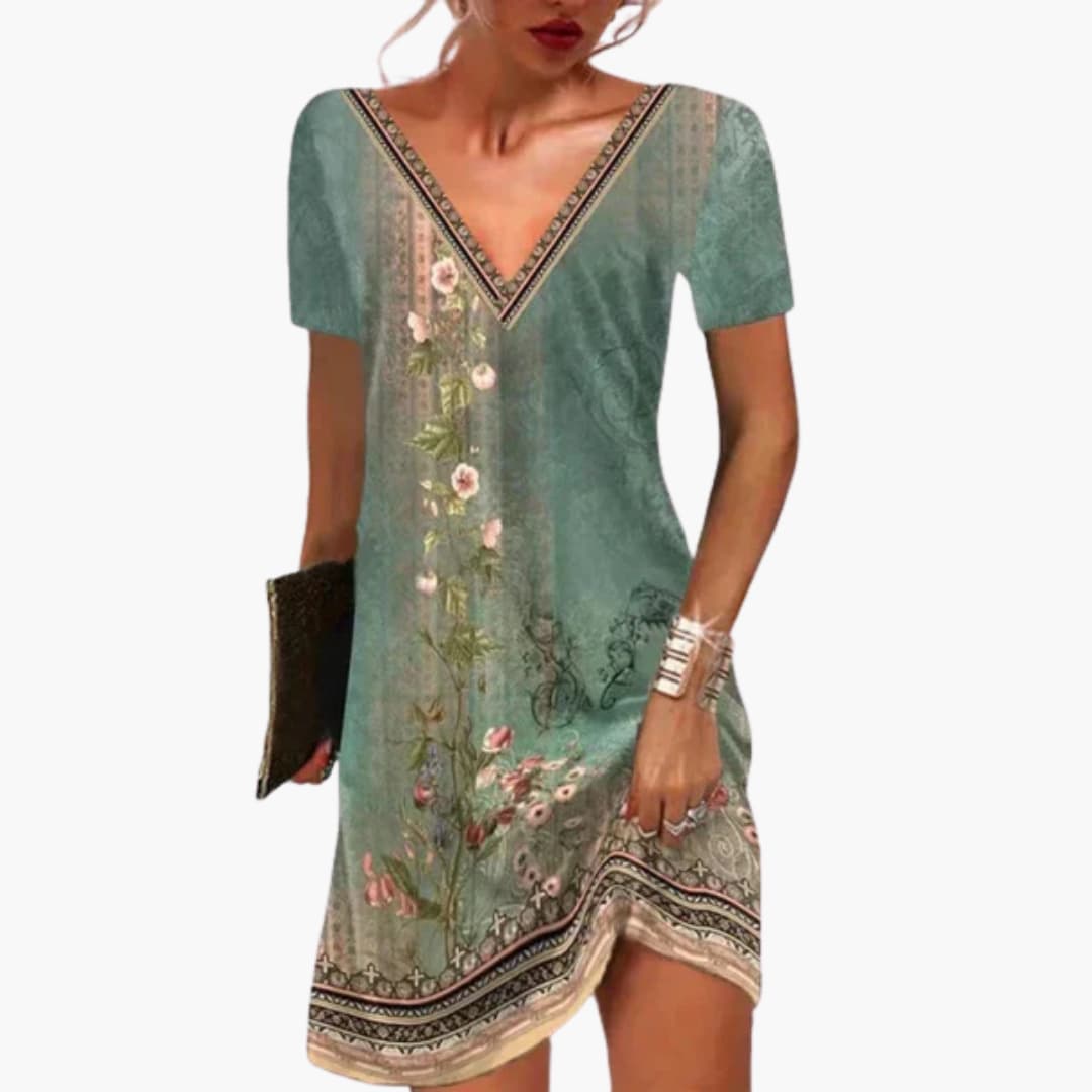 EP | Mini-robe femme en viscose avec col en V et imprimé fleuri