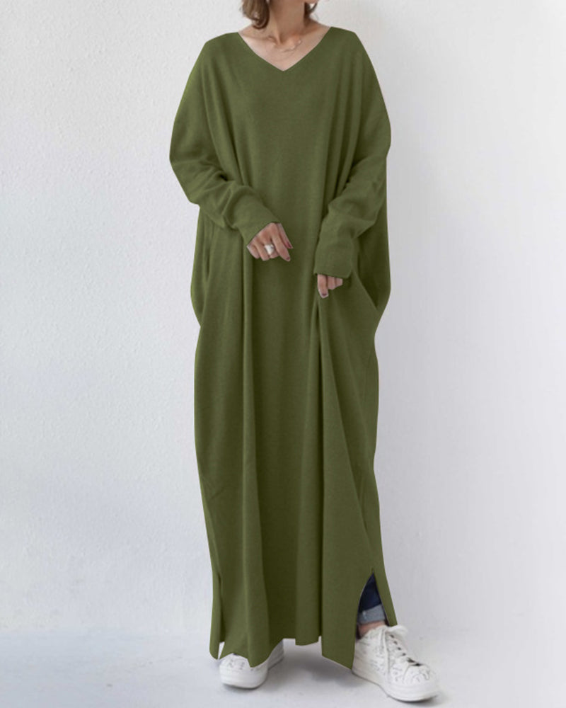 EP | maxi-robe stylée à manches longues et décolleté en V pour tous les jours