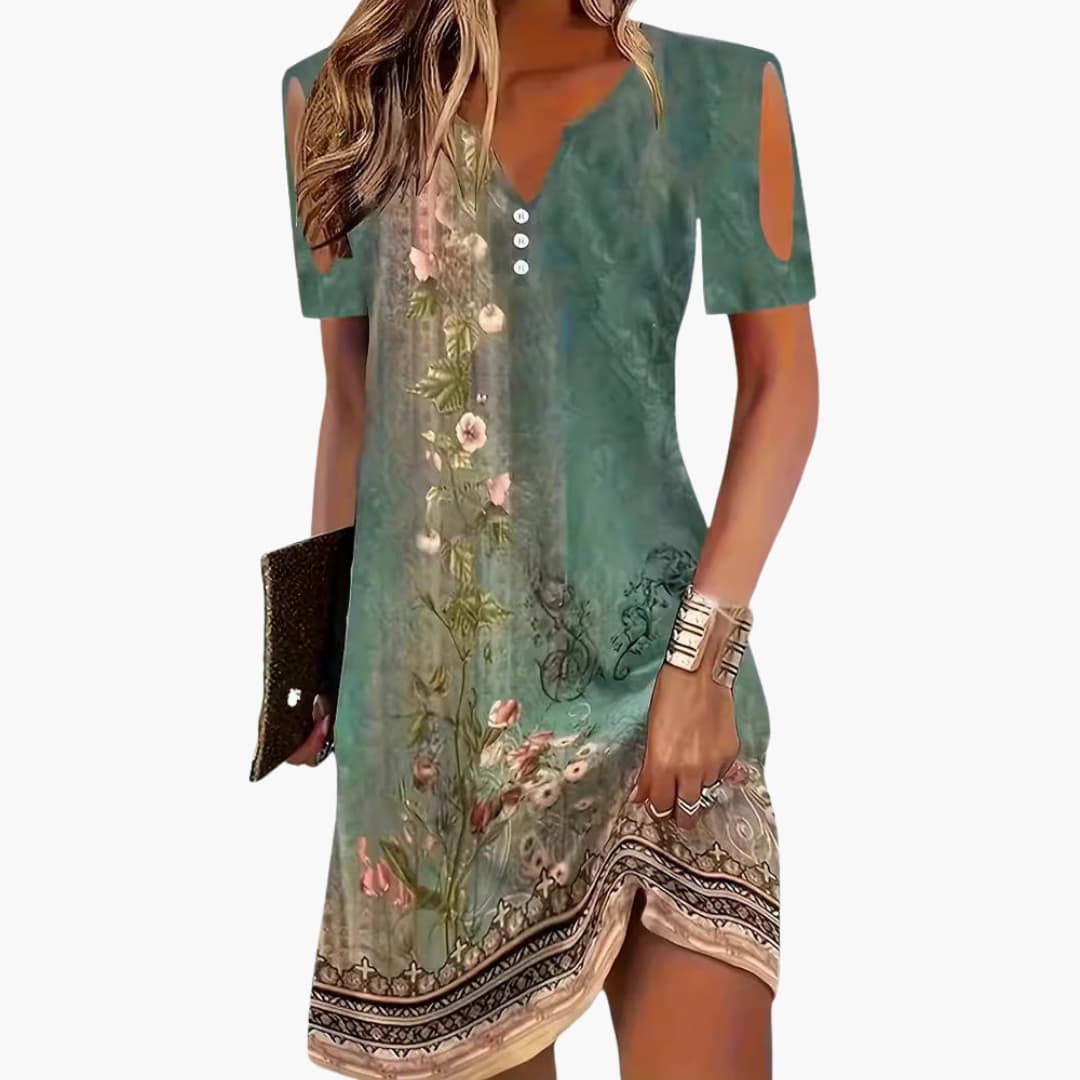 EP | Robe midi boho pour femme avec manches découpées et fente