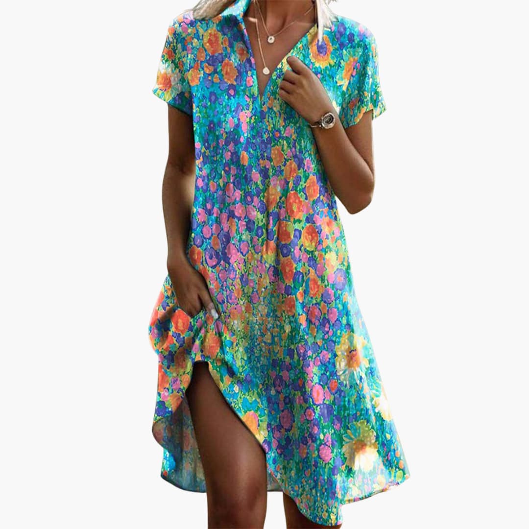 EP | Robe midi boho femme avec poches et manches courtes