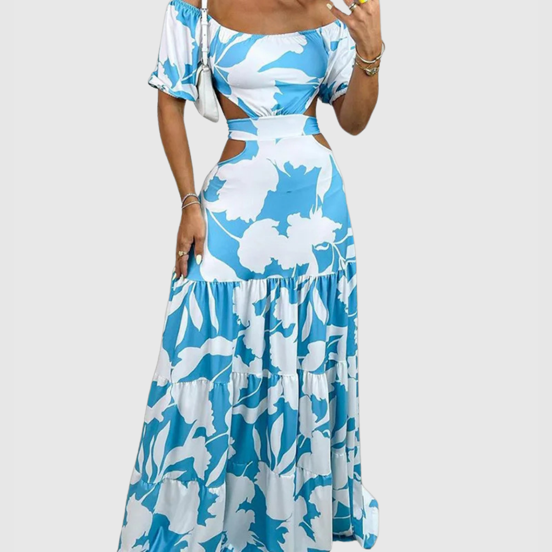 EP | Robe midi élégante avec veinage irrégulier et décolleté