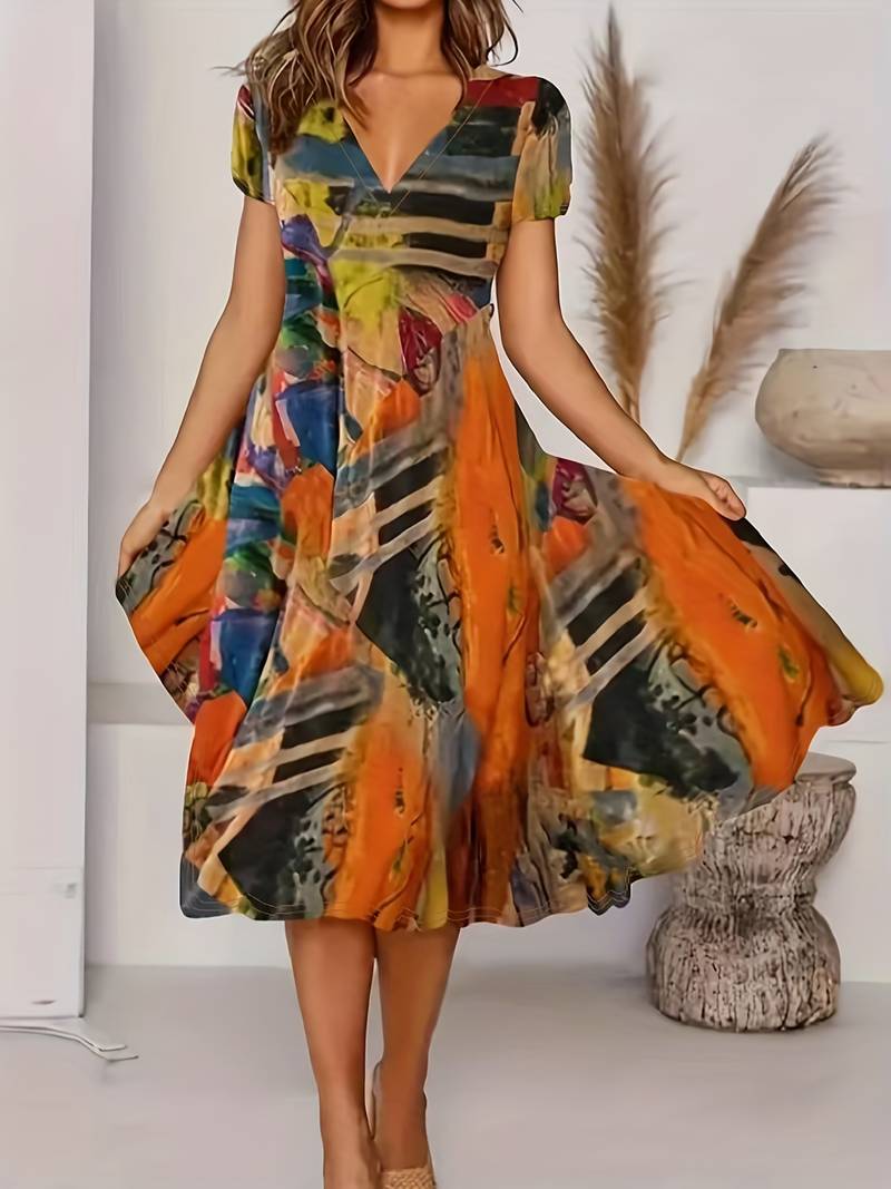 EP | Robe boho décontractée à manches courtes
