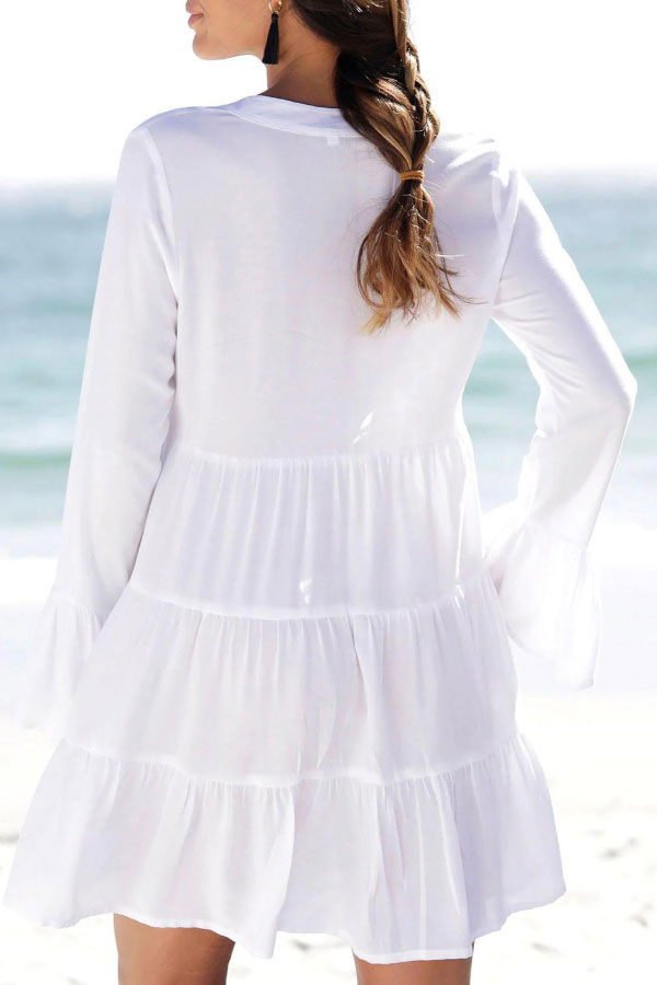 EP | Vacances Dentelle Décolleté Manches Cloches Mini-robe