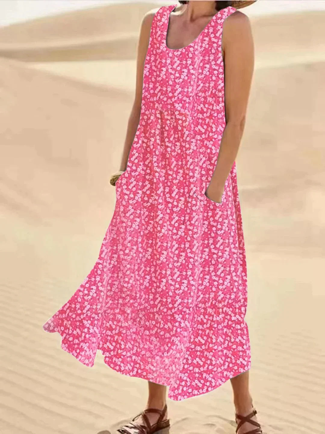 ND | Maxi-robe fleurie avec détail de poche