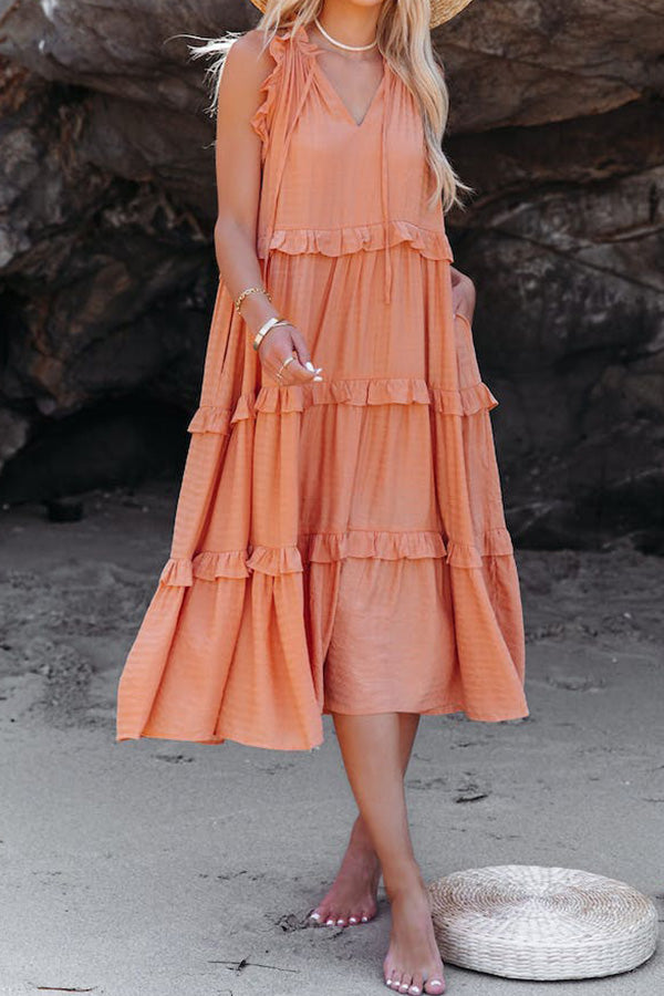 EP | MÉLANGE DE COTON, ROBE MIDI DÉGRADÉE AVEC POCHES