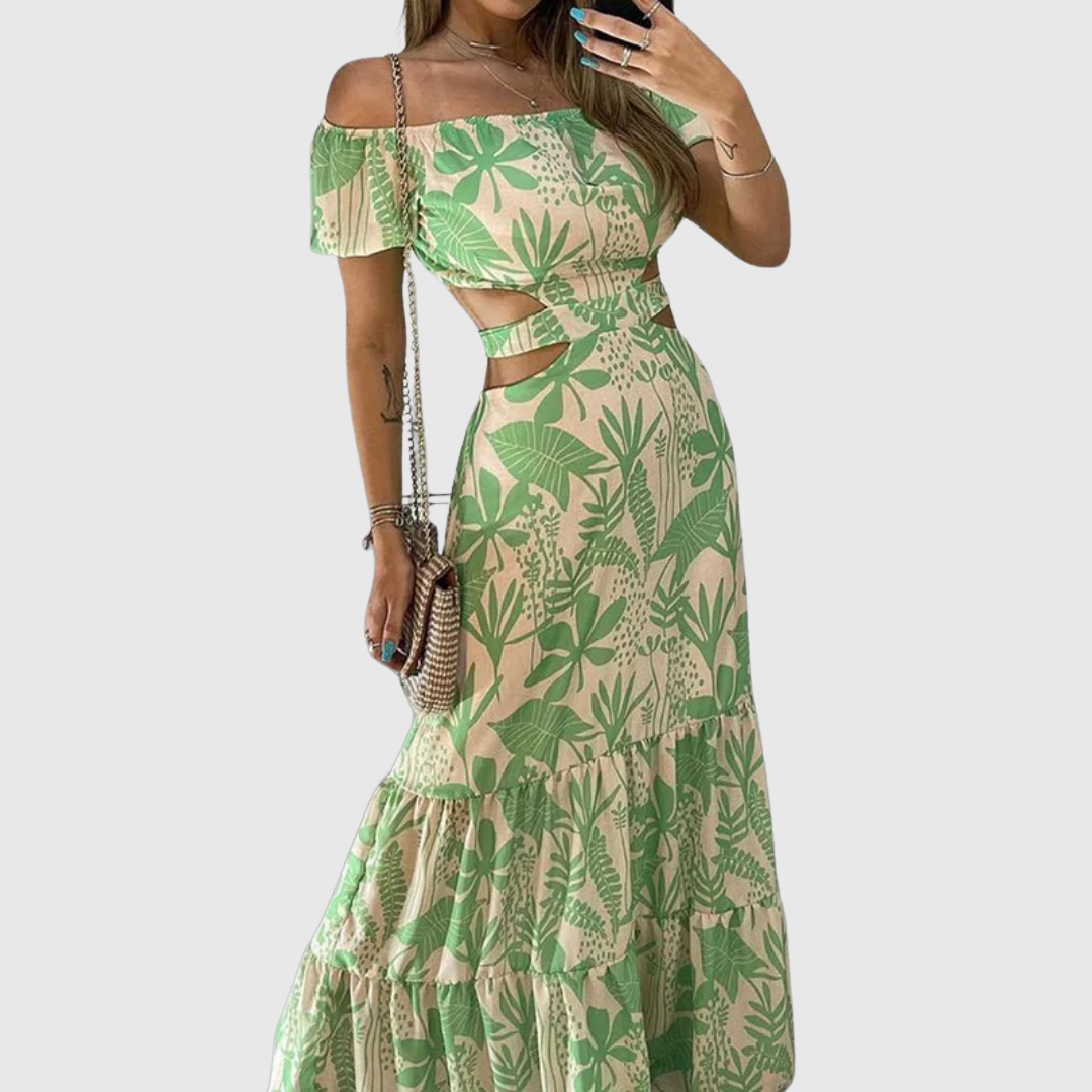 EP | Robe midi élégante avec veinage irrégulier et décolleté