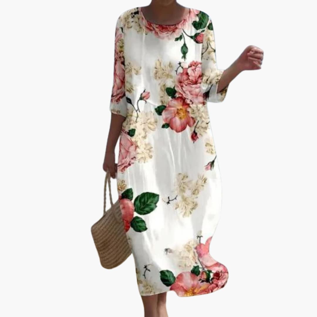 EP | Robe midi fleurie pour femme avec manches 3/4 pour l'été