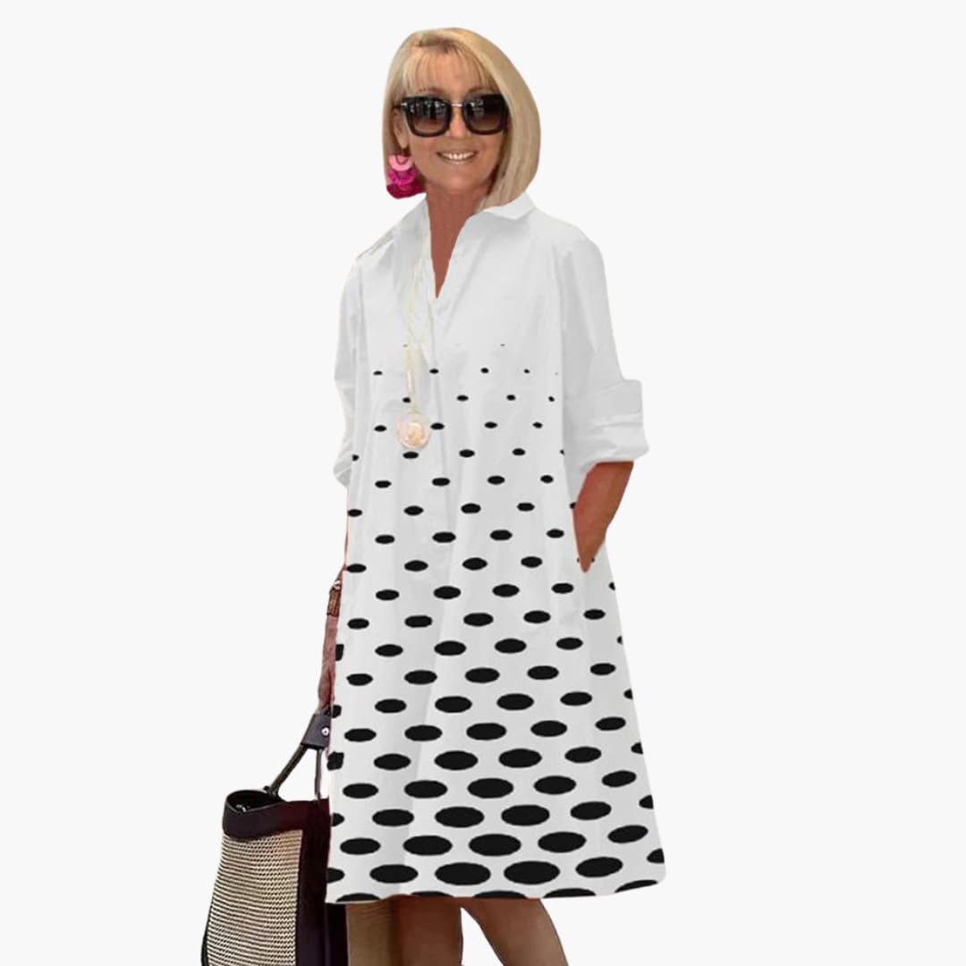 EP | Robe midi pour femme avec manches longues et imprimé polka-dot