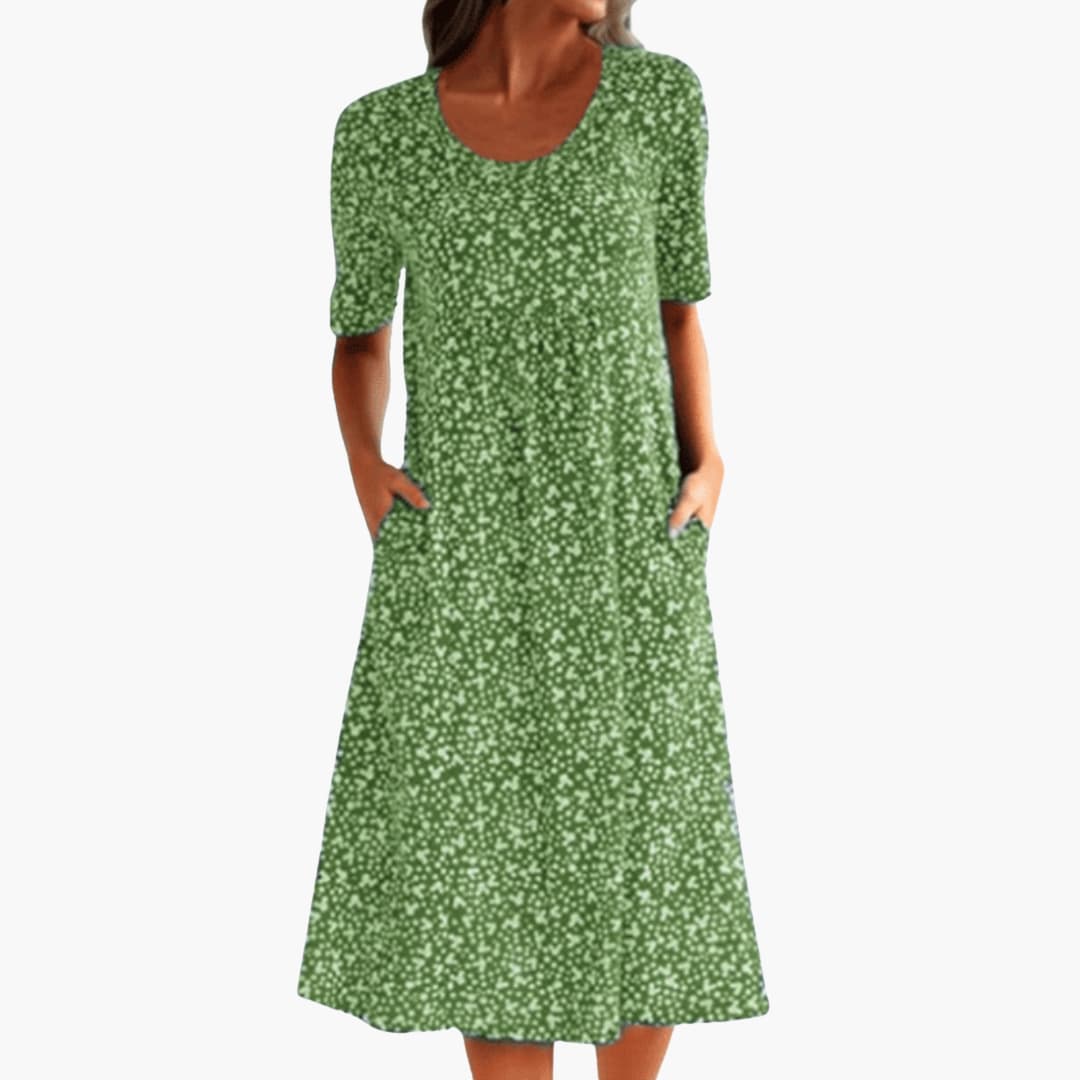 EP | Robe midi boho femme avec manches courtes et poches