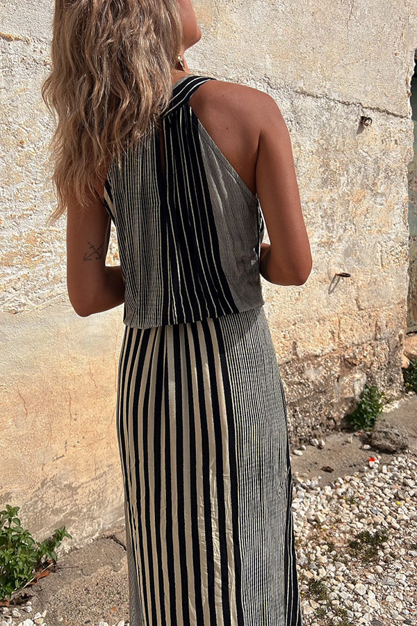 EP | One More Chance Robe midi rayée avec taille ajustable