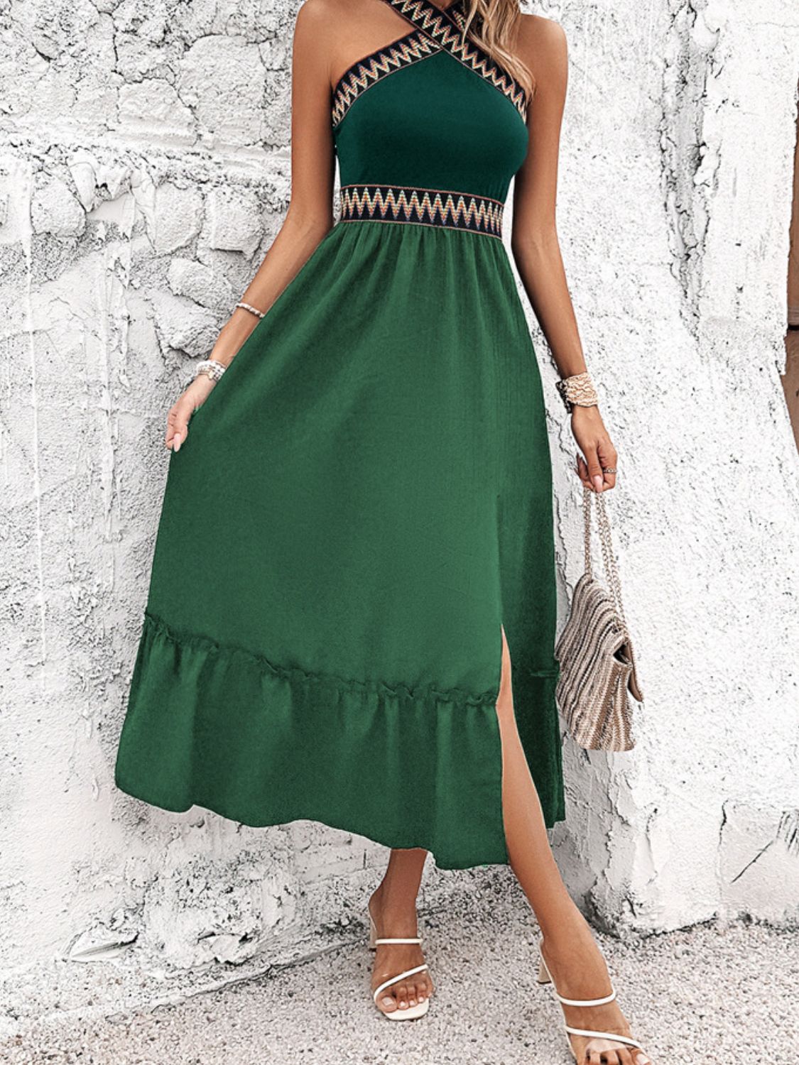 EP | Devine Robe midi sans manches plissée et fendue