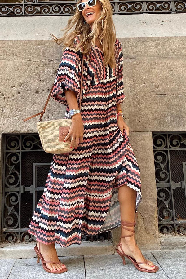 EP | Robe midi avec manches bouffantes