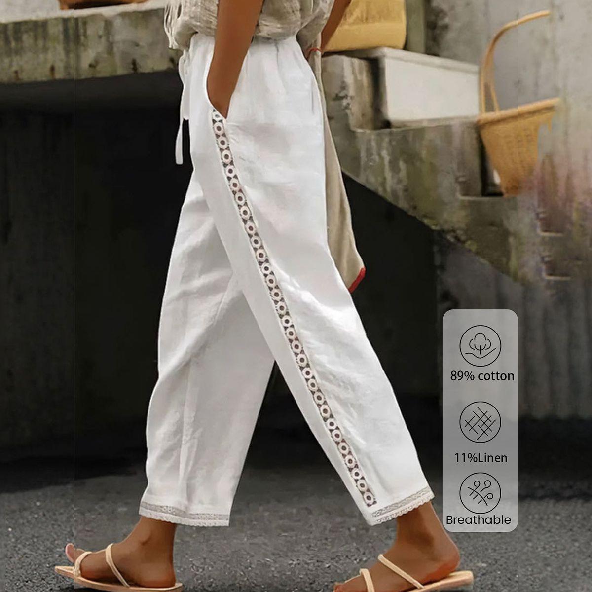 ND | Pantalon boho blanc avec cordon de serrage