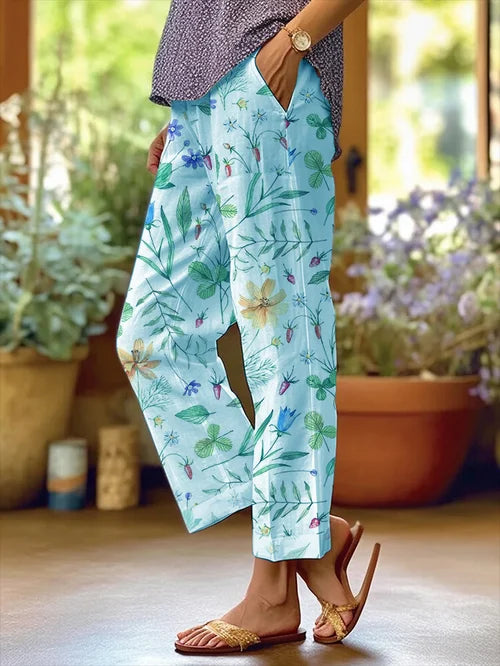 ND | Women's Floral Design Lose Sac Patchwork Casual Pantalon